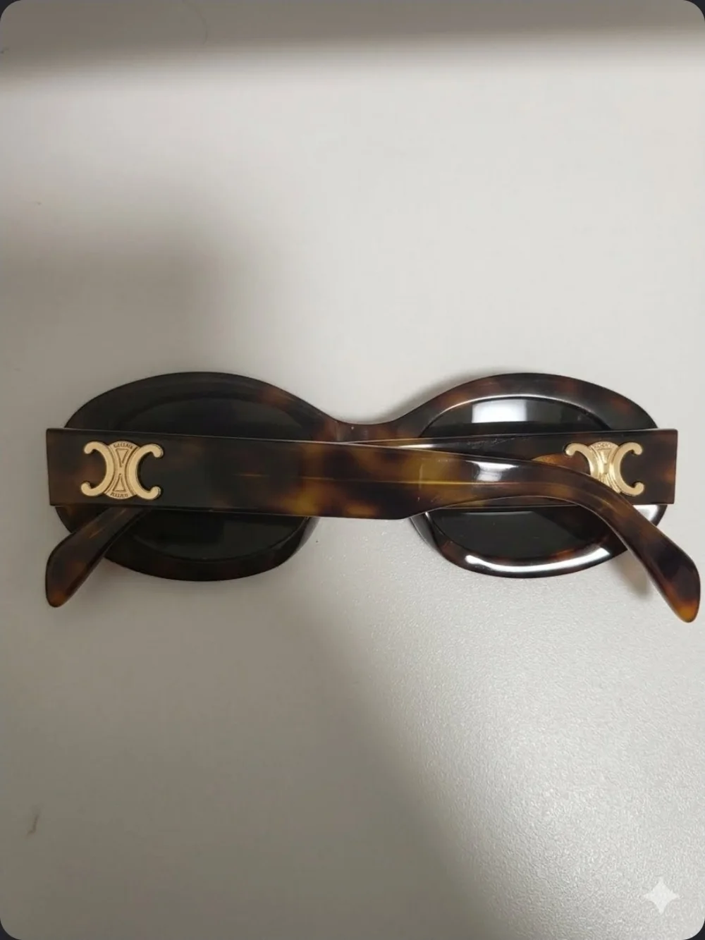 Celine Tortoiseshell Oval Sunglasses with Gold Logo